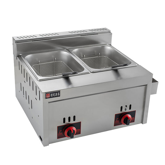 Professional Stainless Steel Electric Deep Fryer ( GAS - Dual Tank )